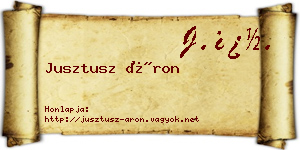 Jusztusz Áron névjegykártya